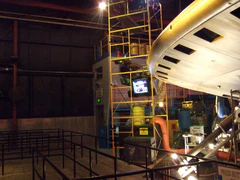 The hangar queue line prior to the haunted house conversion