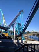 Mako, a steel hyper coaster at SeaWorld Orlando. It is exactly 200 feet tall and narrowly passes as a hyper coaster